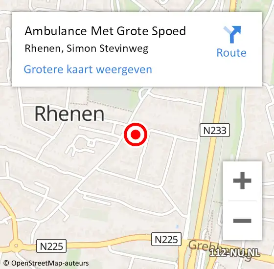 Locatie op kaart van de 112 melding: Ambulance Met Grote Spoed Naar Rhenen, Simon Stevinweg op 11 februari 2017 09:34