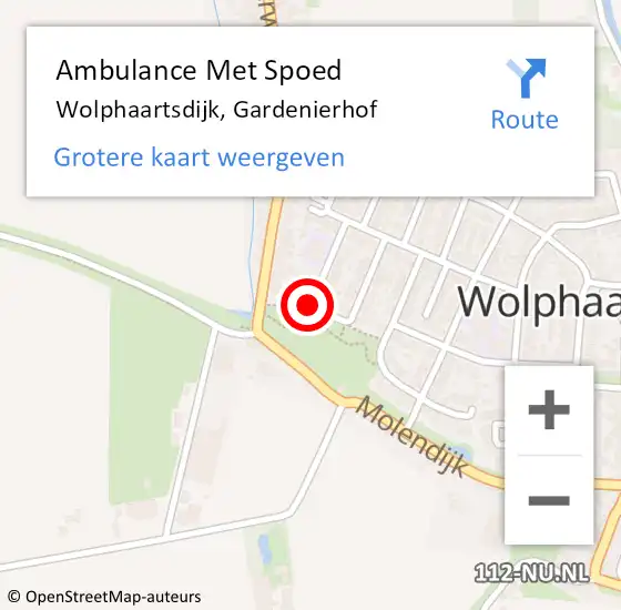 Locatie op kaart van de 112 melding: Ambulance Met Spoed Naar Wolphaartsdijk, Gardenierhof op 11 februari 2017 09:45