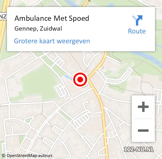 Locatie op kaart van de 112 melding: Ambulance Met Spoed Naar Gennep, Zuidwal op 11 februari 2017 10:31