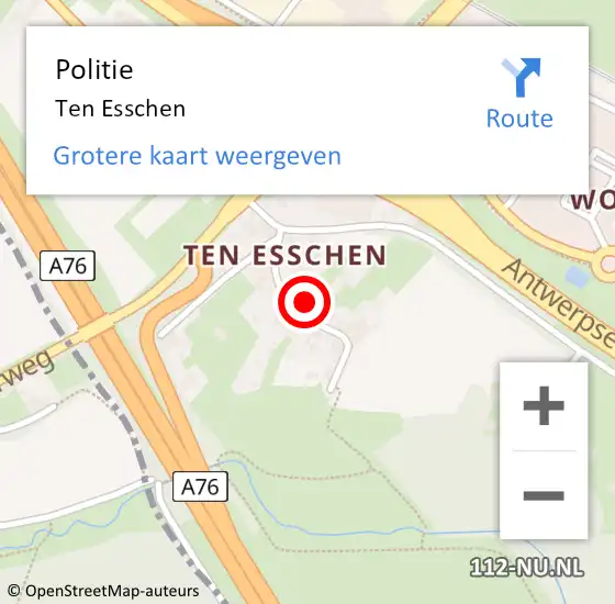 Locatie op kaart van de 112 melding: Politie Ten Esschen op 11 februari 2017 11:41