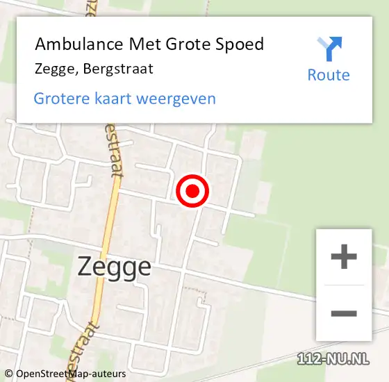 Locatie op kaart van de 112 melding: Ambulance Met Grote Spoed Naar Zegge, Bergstraat op 11 februari 2017 11:44