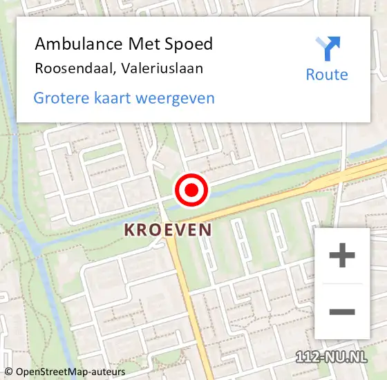 Locatie op kaart van de 112 melding: Ambulance Met Spoed Naar Roosendaal, Valeriuslaan op 11 februari 2017 11:50