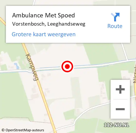 Locatie op kaart van de 112 melding: Ambulance Met Spoed Naar Vorstenbosch, Leeghandseweg op 11 februari 2017 11:50