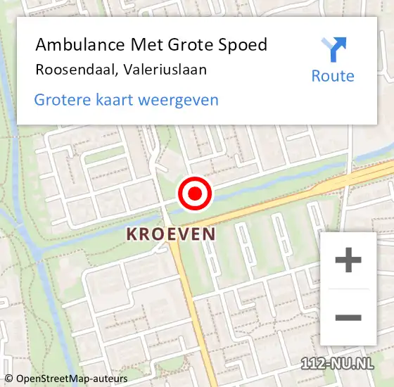 Locatie op kaart van de 112 melding: Ambulance Met Grote Spoed Naar Roosendaal, Valeriuslaan op 11 februari 2017 12:00