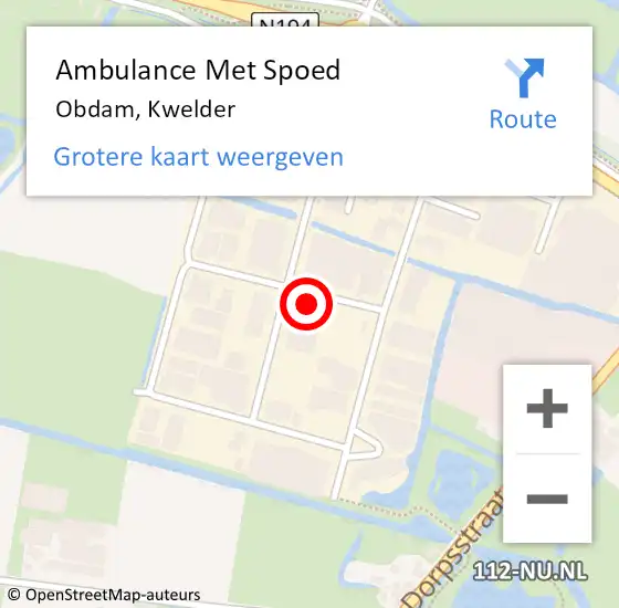 Locatie op kaart van de 112 melding: Ambulance Met Spoed Naar Obdam, Kwelder op 11 februari 2017 12:45