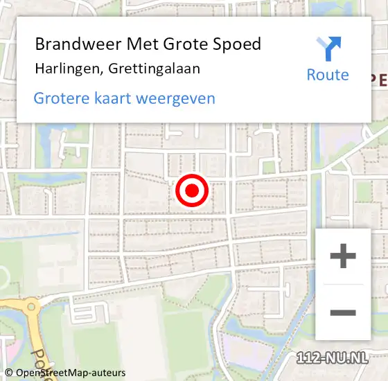 Locatie op kaart van de 112 melding: Brandweer Met Grote Spoed Naar Harlingen, Grettingalaan op 11 februari 2017 13:11