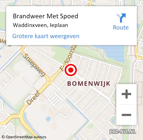 Locatie op kaart van de 112 melding: Brandweer Met Spoed Naar Waddinxveen, Ieplaan op 11 februari 2017 13:49