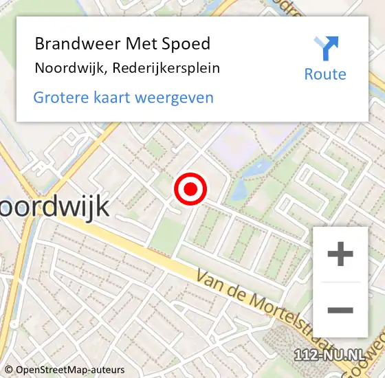 Locatie op kaart van de 112 melding: Brandweer Met Spoed Naar Noordwijk, Rederijkersplein op 11 februari 2017 13:55
