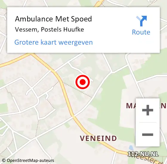 Locatie op kaart van de 112 melding: Ambulance Met Spoed Naar Vessem, Postels Huufke op 11 februari 2017 13:55