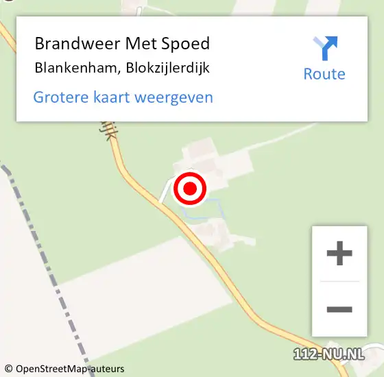 Locatie op kaart van de 112 melding: Brandweer Met Spoed Naar Blankenham, Blokzijlerdijk op 11 februari 2017 14:02