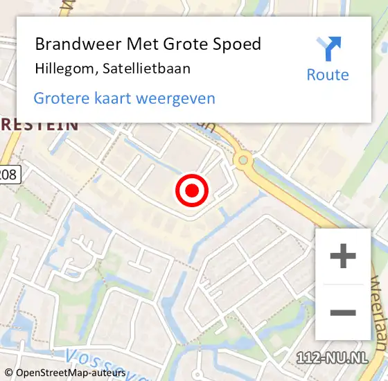 Locatie op kaart van de 112 melding: Brandweer Met Grote Spoed Naar Hillegom, Satellietbaan op 11 februari 2017 14:03