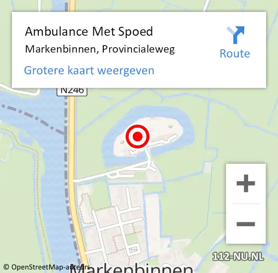 Locatie op kaart van de 112 melding: Ambulance Met Spoed Naar Markenbinnen, Provincialeweg op 11 februari 2017 14:28