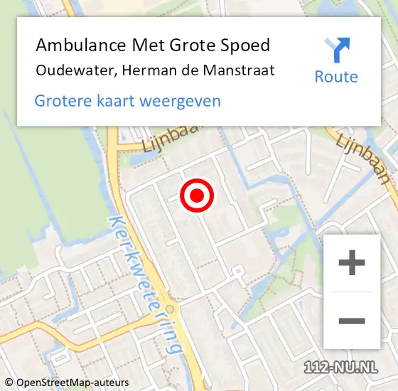 Locatie op kaart van de 112 melding: Ambulance Met Grote Spoed Naar Oudewater, Herman de Manstraat op 11 februari 2017 14:31