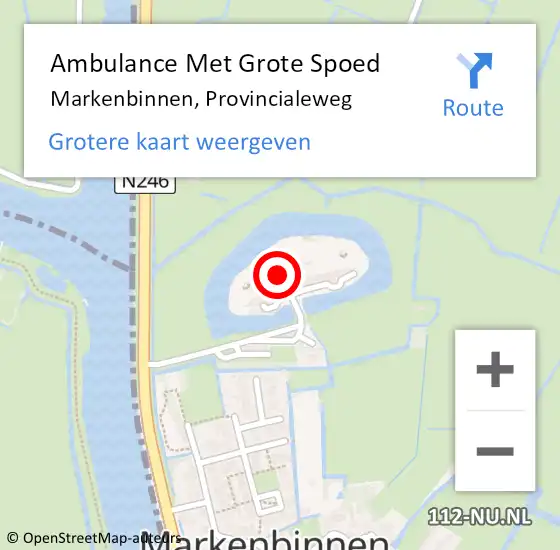 Locatie op kaart van de 112 melding: Ambulance Met Grote Spoed Naar Markenbinnen, Provincialeweg op 11 februari 2017 14:38