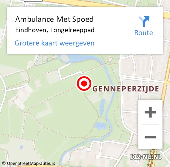 Locatie op kaart van de 112 melding: Ambulance Met Spoed Naar Eindhoven, Tongelreeppad op 11 februari 2017 14:41