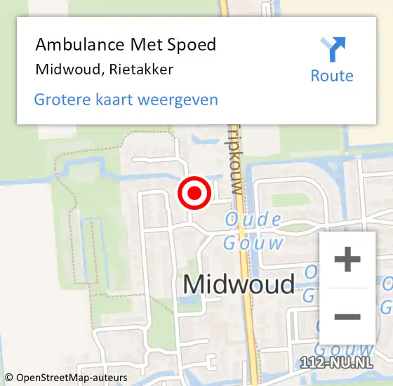 Locatie op kaart van de 112 melding: Ambulance Met Spoed Naar Midwoud, Rietakker op 11 februari 2017 15:30