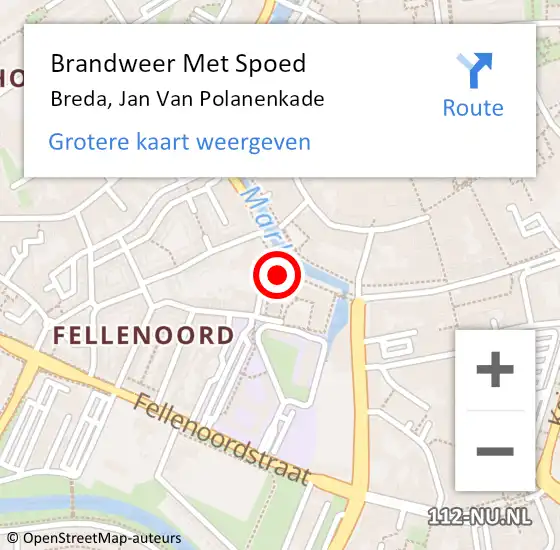 Locatie op kaart van de 112 melding: Brandweer Met Spoed Naar Breda, Jan Van Polanenkade op 11 februari 2017 16:45