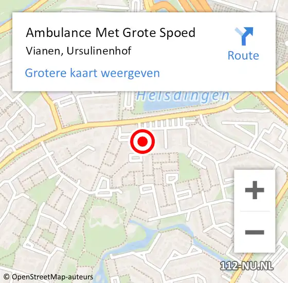 Locatie op kaart van de 112 melding: Ambulance Met Grote Spoed Naar Vianen, Ursulinenhof op 11 februari 2017 16:50