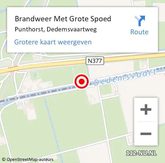 Locatie op kaart van de 112 melding: Brandweer Met Grote Spoed Naar Punthorst, Dedemsvaartweg op 11 februari 2017 16:51