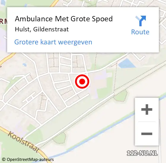 Locatie op kaart van de 112 melding: Ambulance Met Grote Spoed Naar Hulst, Gildenstraat op 11 februari 2017 16:59