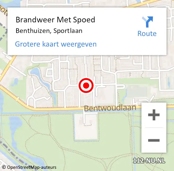 Locatie op kaart van de 112 melding: Brandweer Met Spoed Naar Benthuizen, Sportlaan op 11 februari 2017 17:16