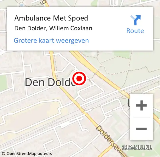 Locatie op kaart van de 112 melding: Ambulance Met Spoed Naar Den Dolder, Willem Coxlaan op 11 februari 2017 17:20