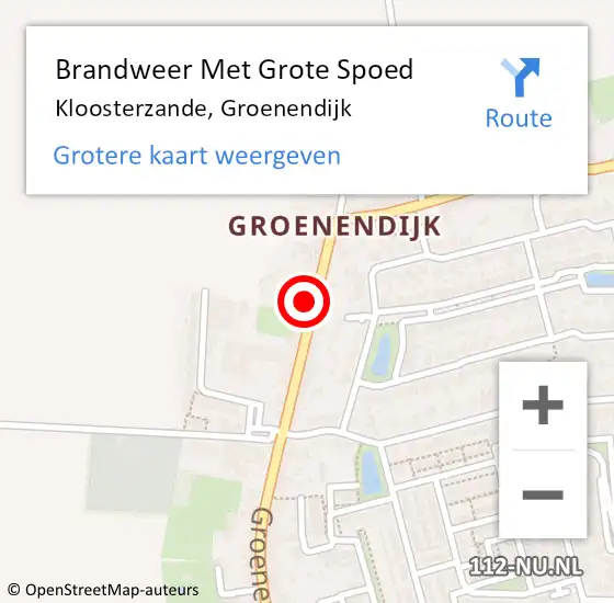 Locatie op kaart van de 112 melding: Brandweer Met Grote Spoed Naar Kloosterzande, Groenendijk op 11 februari 2017 17:21