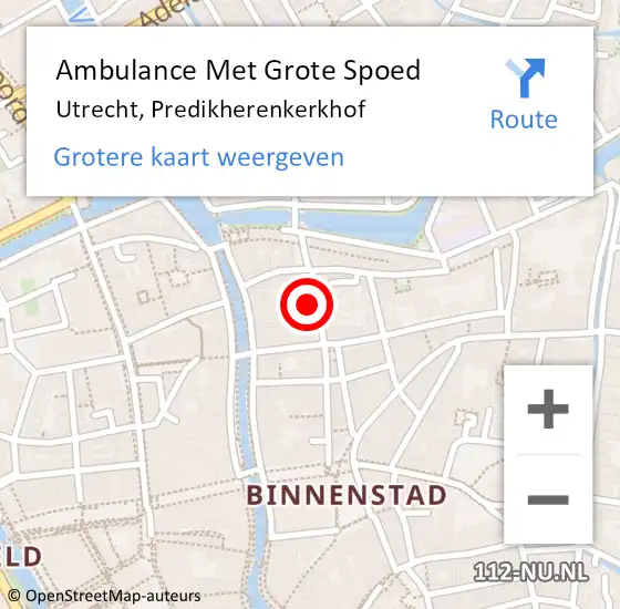 Locatie op kaart van de 112 melding: Ambulance Met Grote Spoed Naar Utrecht, Predikherenkerkhof op 11 februari 2017 18:25