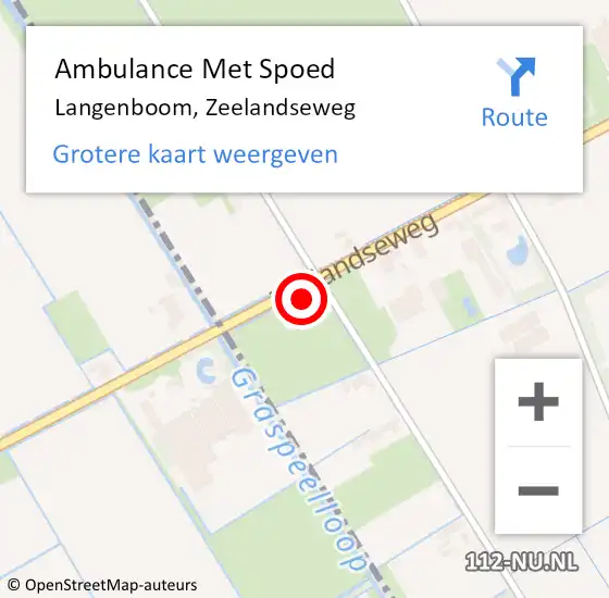 Locatie op kaart van de 112 melding: Ambulance Met Spoed Naar Langenboom, Zeelandseweg op 11 februari 2017 18:44