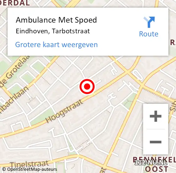 Locatie op kaart van de 112 melding: Ambulance Met Spoed Naar Eindhoven, Tarbotstraat op 11 februari 2017 18:56