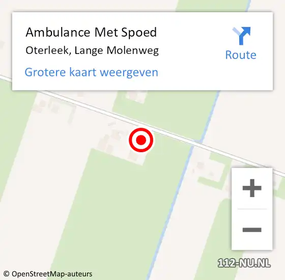 Locatie op kaart van de 112 melding: Ambulance Met Spoed Naar Oterleek, Lange Molenweg op 11 februari 2017 20:28