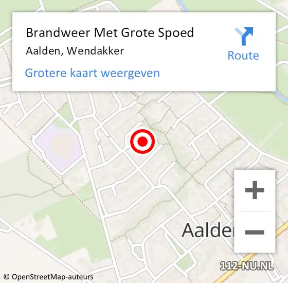 Locatie op kaart van de 112 melding: Brandweer Met Grote Spoed Naar Aalden, Wendakker op 11 februari 2017 20:39