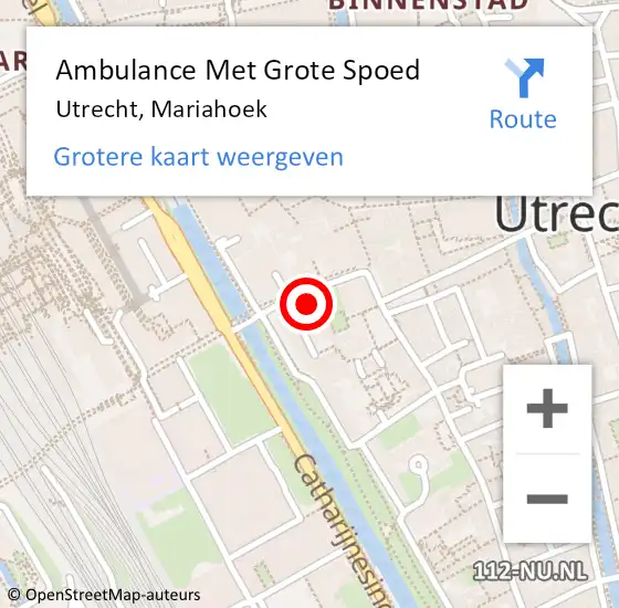 Locatie op kaart van de 112 melding: Ambulance Met Grote Spoed Naar Utrecht, Mariahoek op 11 februari 2017 21:22