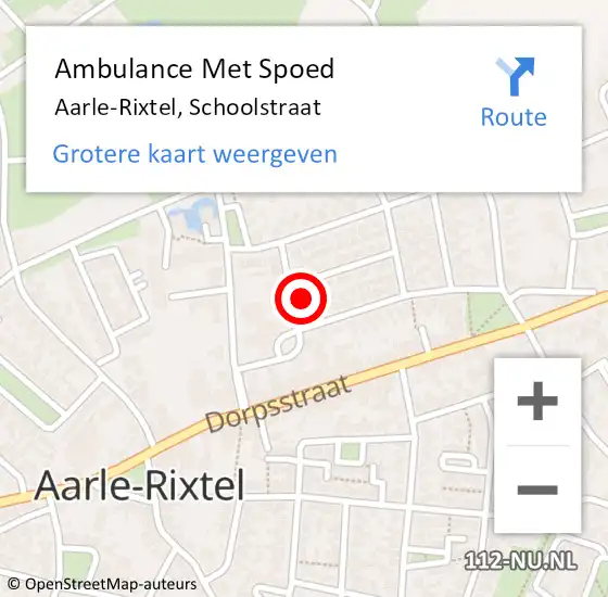 Locatie op kaart van de 112 melding: Ambulance Met Spoed Naar Aarle-Rixtel, Schoolstraat op 11 februari 2017 22:45