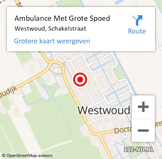 Locatie op kaart van de 112 melding: Ambulance Met Grote Spoed Naar Westwoud, Schakelstraat op 11 februari 2017 23:46