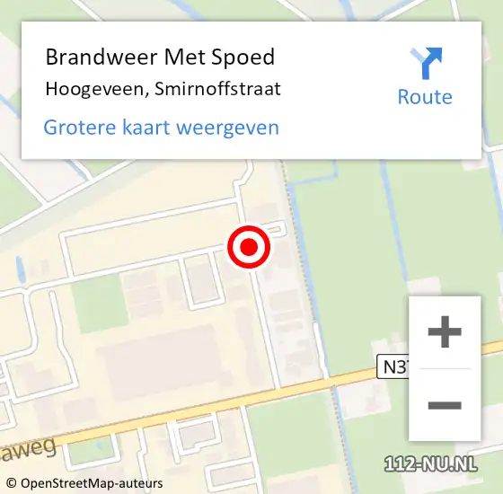 Locatie op kaart van de 112 melding: Brandweer Met Spoed Naar Hoogeveen, Smirnoffstraat op 12 februari 2017 00:03