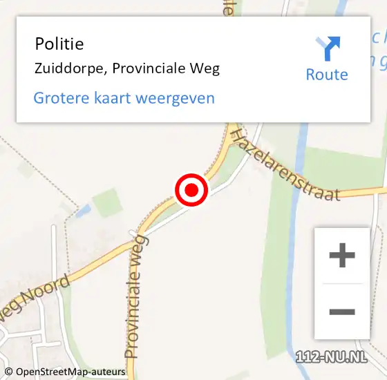 Locatie op kaart van de 112 melding: Politie Zuiddorpe, Provinciale Weg op 12 februari 2017 00:29