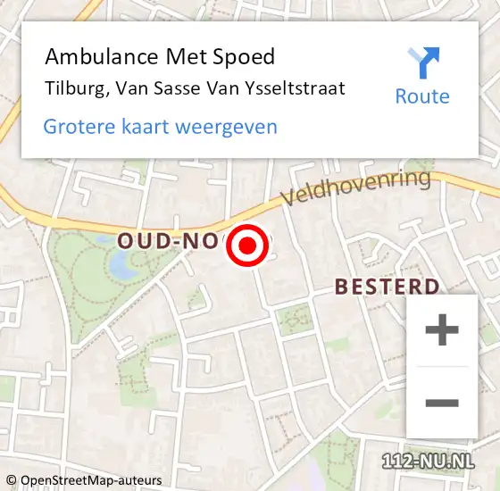 Locatie op kaart van de 112 melding: Ambulance Met Spoed Naar Tilburg, Van Sasse Van Ysseltstraat op 12 februari 2017 00:30