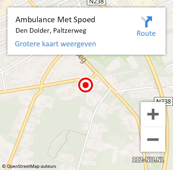 Locatie op kaart van de 112 melding: Ambulance Met Spoed Naar Den Dolder, Paltzerweg op 12 februari 2017 00:38