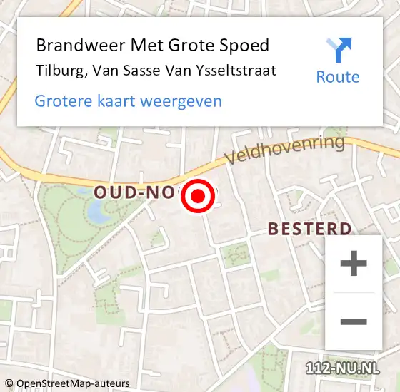 Locatie op kaart van de 112 melding: Brandweer Met Grote Spoed Naar Tilburg, Van Sasse Van Ysseltstraat op 12 februari 2017 00:41