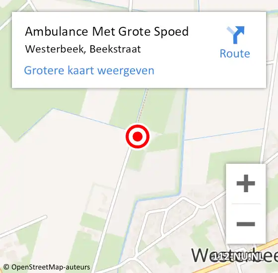 Locatie op kaart van de 112 melding: Ambulance Met Grote Spoed Naar Westerbeek, Beekstraat op 12 februari 2017 02:15