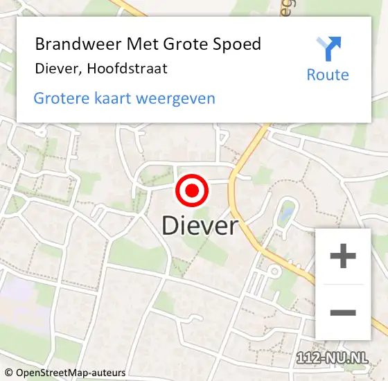 Locatie op kaart van de 112 melding: Brandweer Met Grote Spoed Naar Diever, Hoofdstraat op 12 februari 2017 02:42