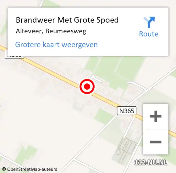 Locatie op kaart van de 112 melding: Brandweer Met Grote Spoed Naar Alteveer, Beumeesweg op 12 februari 2017 03:07