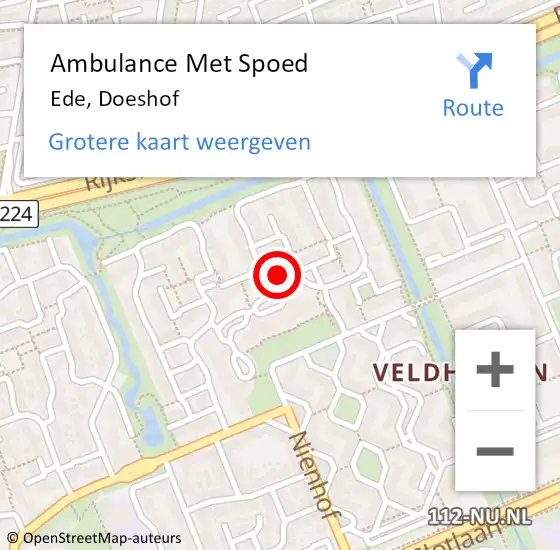 Locatie op kaart van de 112 melding: Ambulance Met Spoed Naar Ede, Doeshof op 12 februari 2017 03:31