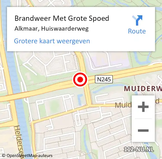 Locatie op kaart van de 112 melding: Brandweer Met Grote Spoed Naar Alkmaar, Huiswaarderweg op 12 februari 2017 03:31