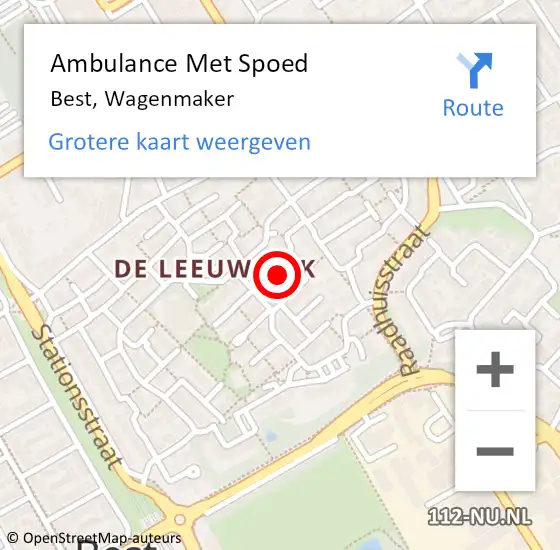 Locatie op kaart van de 112 melding: Ambulance Met Spoed Naar Best, Wagenmaker op 12 februari 2017 03:34