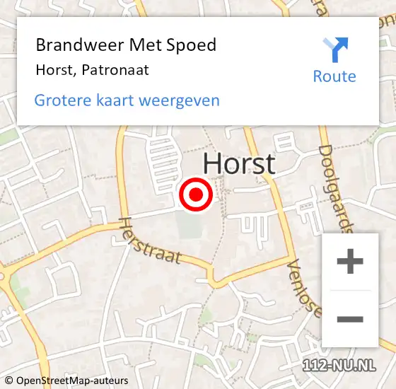 Locatie op kaart van de 112 melding: Brandweer Met Spoed Naar Horst, Patronaat op 12 februari 2017 03:49