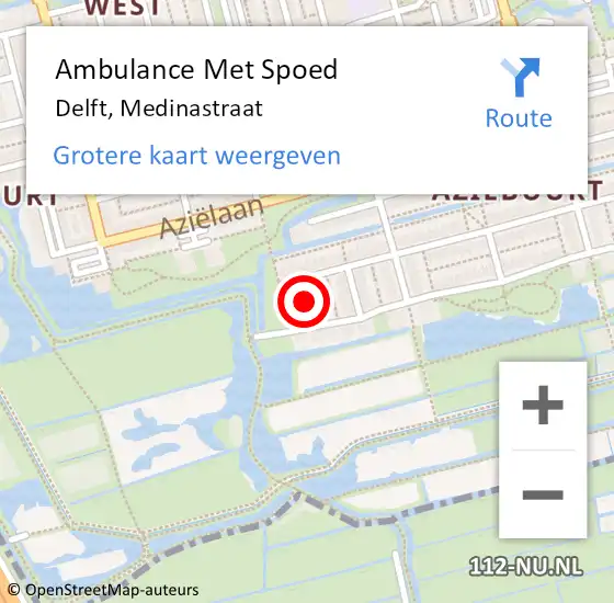 Locatie op kaart van de 112 melding: Ambulance Met Spoed Naar Delft, Medinastraat op 12 februari 2017 05:19