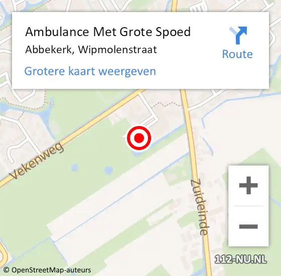 Locatie op kaart van de 112 melding: Ambulance Met Grote Spoed Naar Abbekerk, Wipmolenstraat op 12 februari 2017 07:21