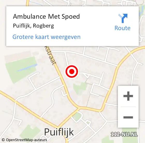 Locatie op kaart van de 112 melding: Ambulance Met Spoed Naar Puiflijk, Rogberg op 12 februari 2017 08:48